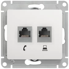 Механизм розетки компьютерной + телефонной 2-м СП Glossa RJ45 + RJ11 кат.5E бел. SchE GSL000185